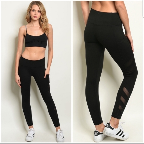 Black Mesh Leggings - Picture 2 of 2